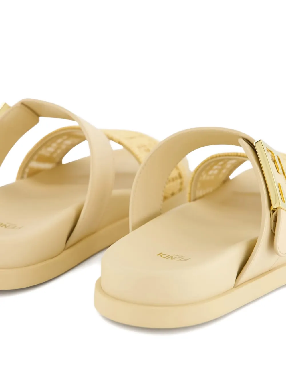 FENDI Feel buckle woven sandals Neutrals