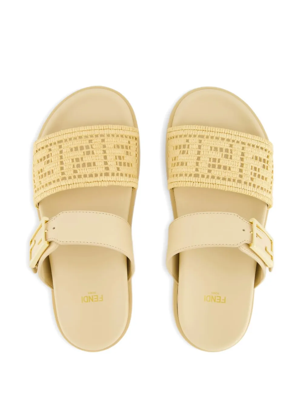FENDI Feel buckle woven sandals Neutrals