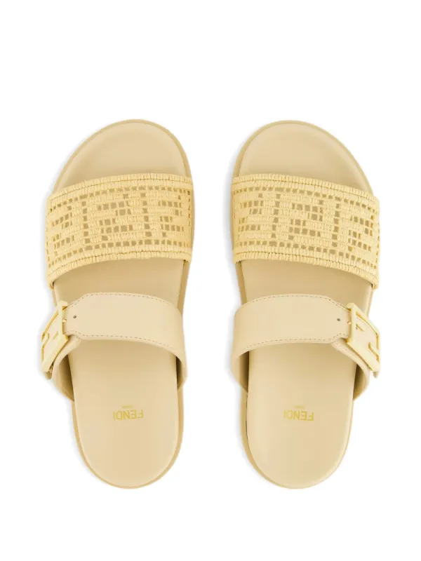 FENDI Feel Buckle Woven Sandals | Neutrals | FARFETCH