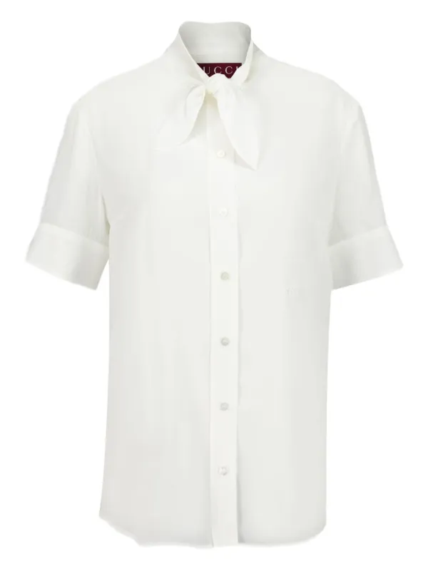 Gucci Tie-fastening Silk Shirt in White