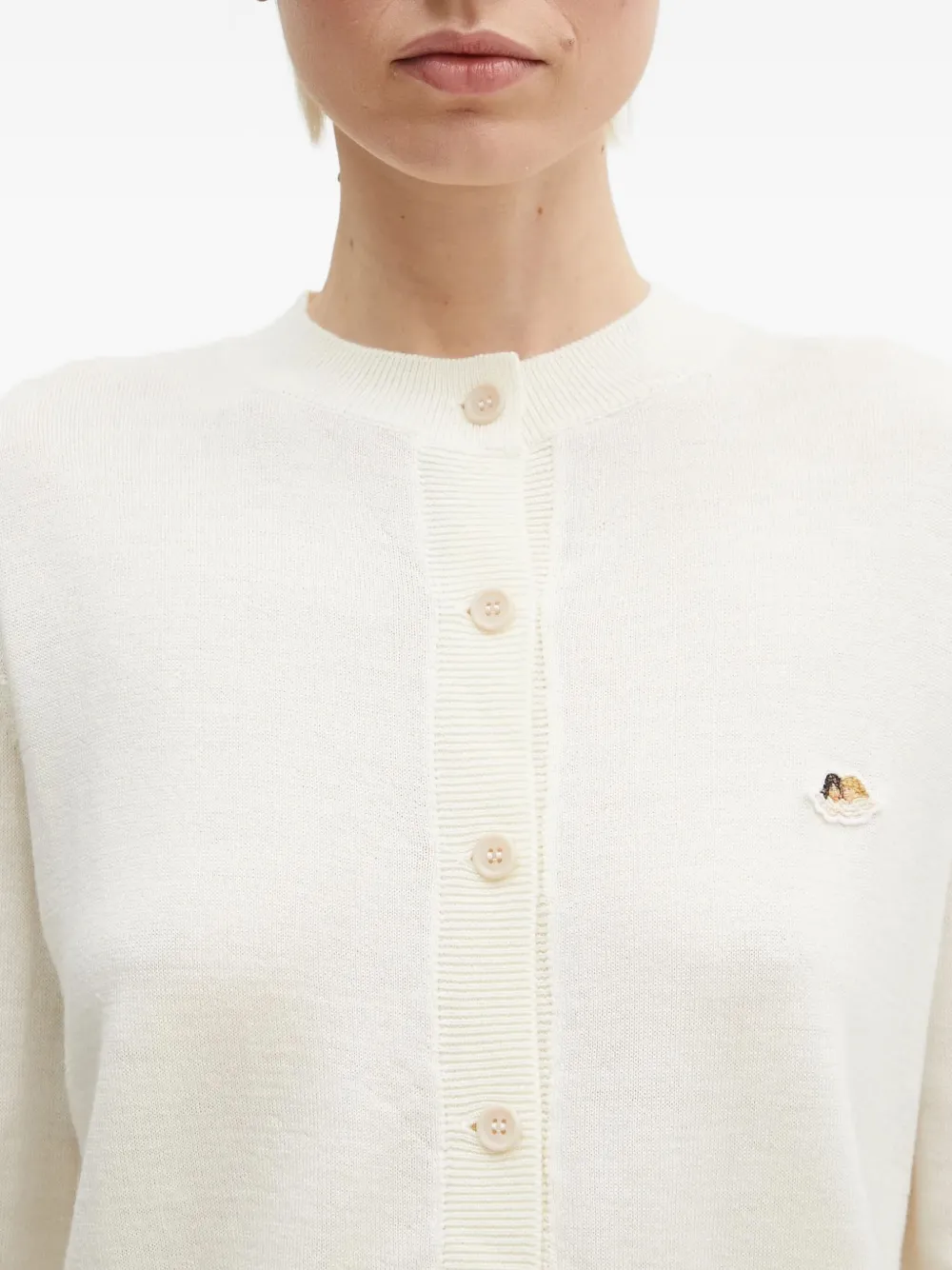 Fiorucci Vest met borduurwerk en knoop Beige
