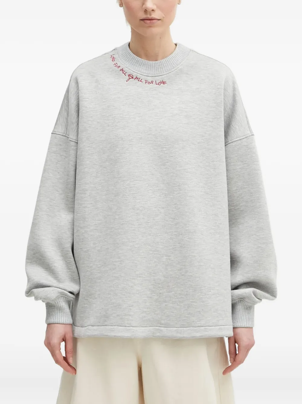 Fiorucci Embroidered Crew-neck Sweatshirt In Gray