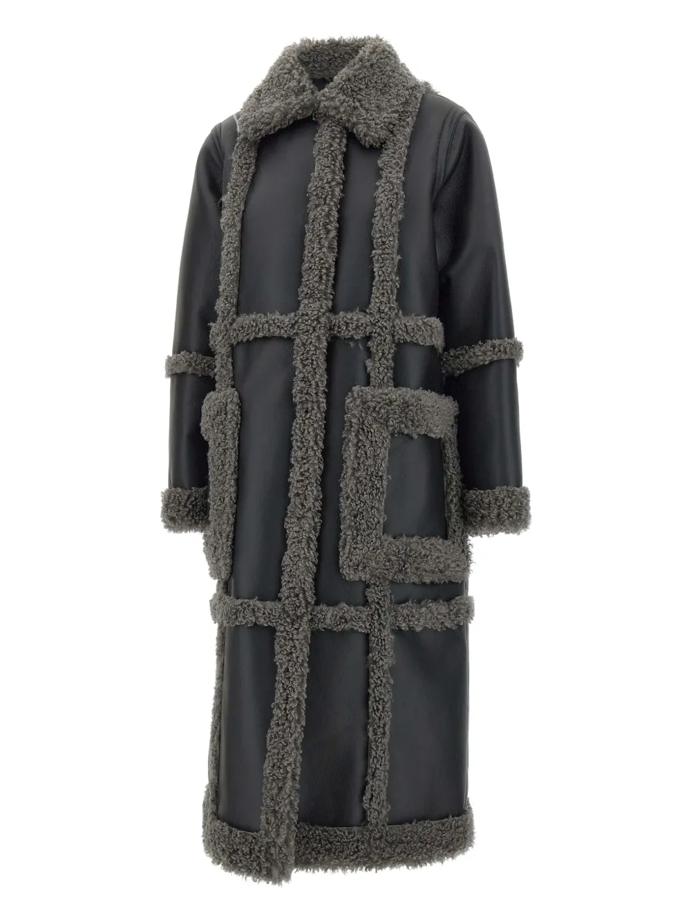 Stand Studio Patrice Shearling-detail Grid Coat
