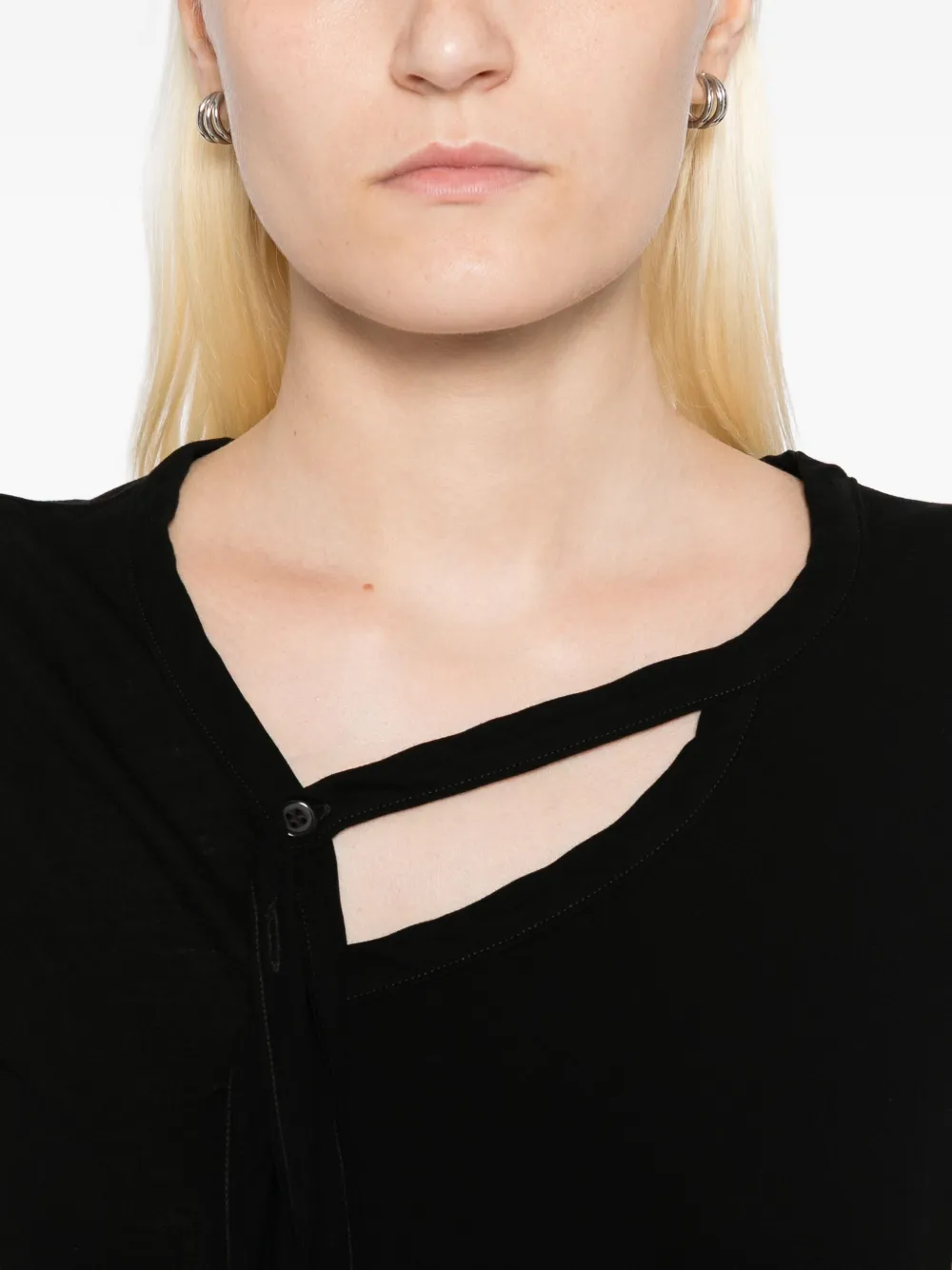 Yohji Yamamoto Katoenen T-shirt met gestrikt detail Zwart