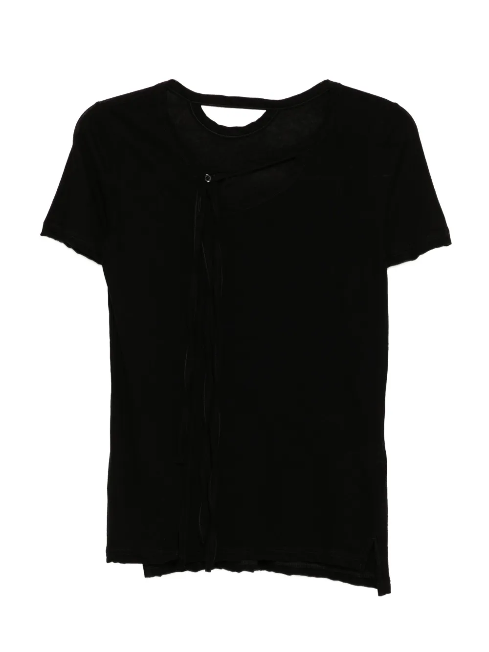 Yohji Yamamoto Katoenen T-shirt met gestrikt detail Zwart