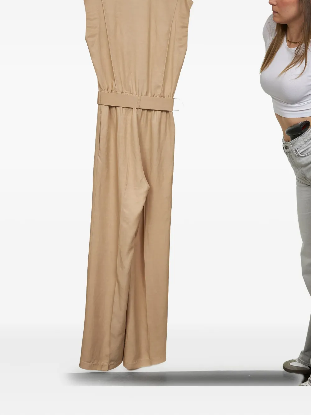 kaos Jumpsuit met ceintuur Beige
