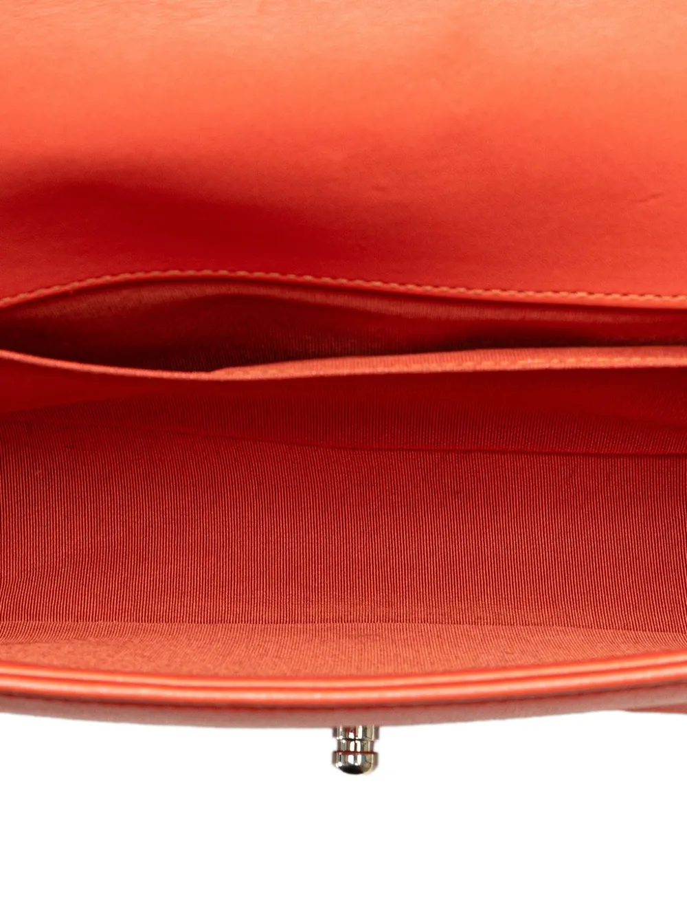 Pre-owned Chanel 2014-2015 Medium Tweed And Lambskin Boy Flap Crossbody Bag In Orange