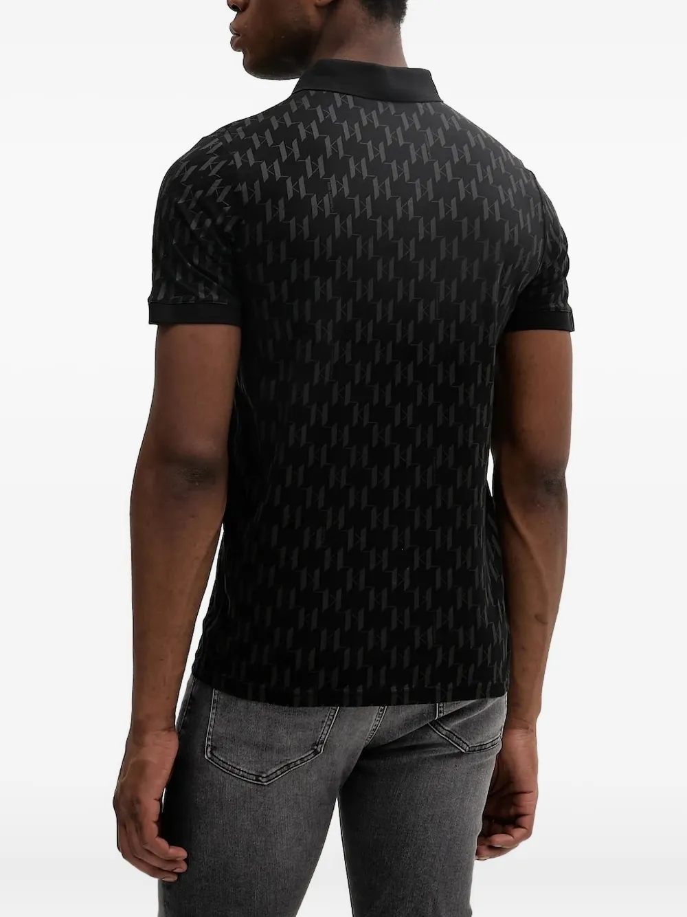 Karl Lagerfeld Poloshirt met monogram Zwart