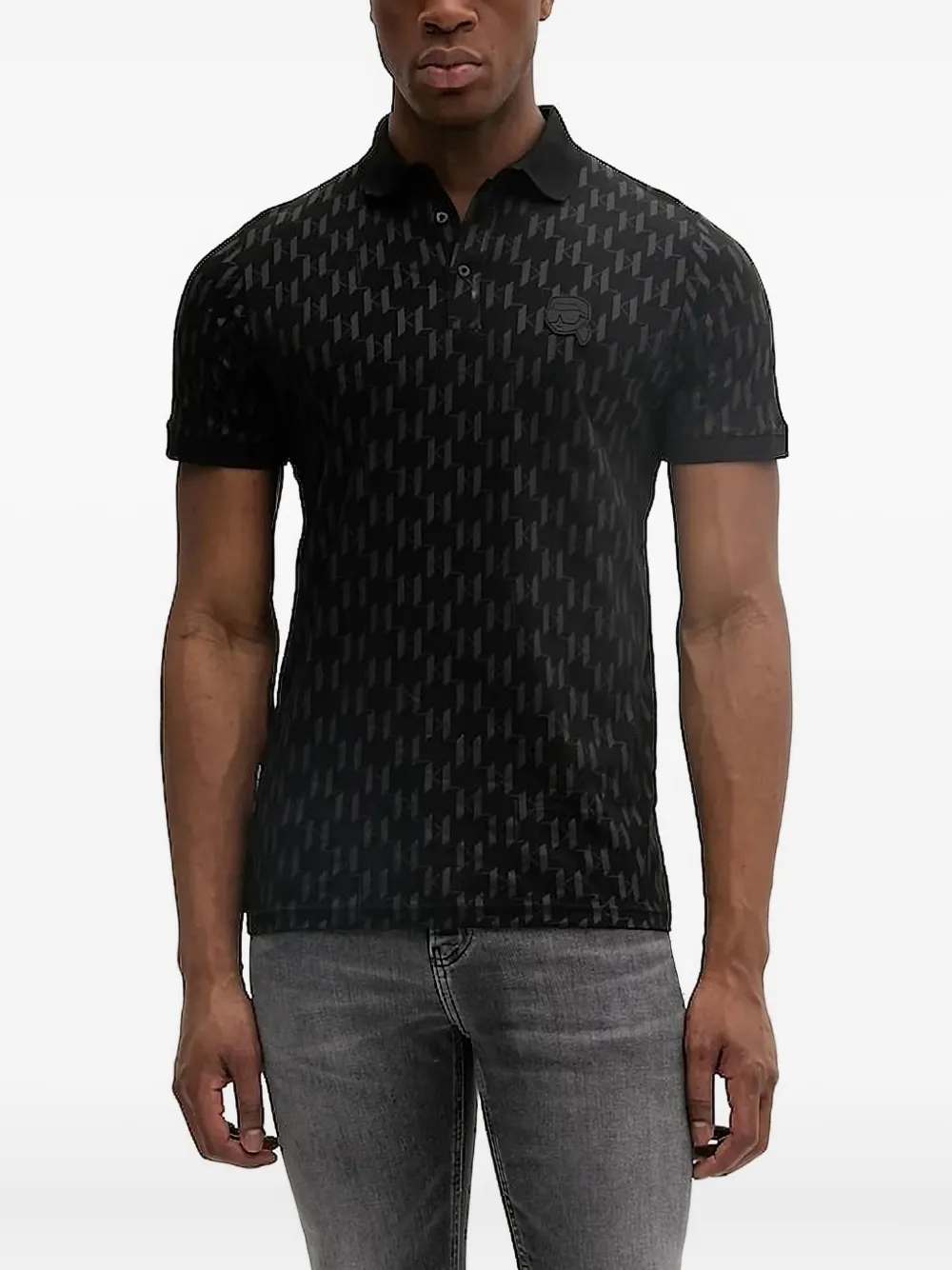 Karl Lagerfeld Poloshirt met monogram Zwart