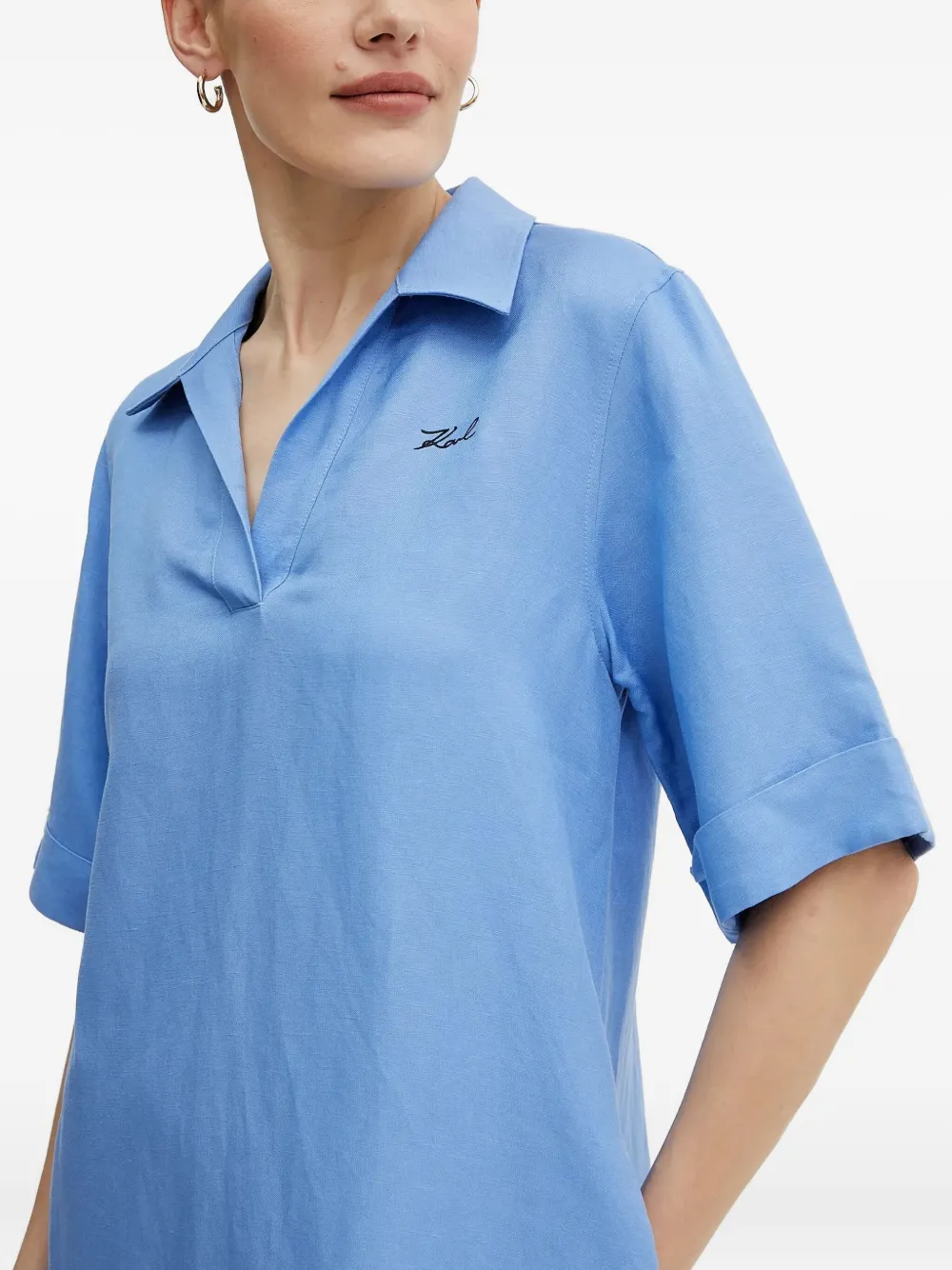 Karl Lagerfeld Mini-jurk met geborduurd logo Blauw