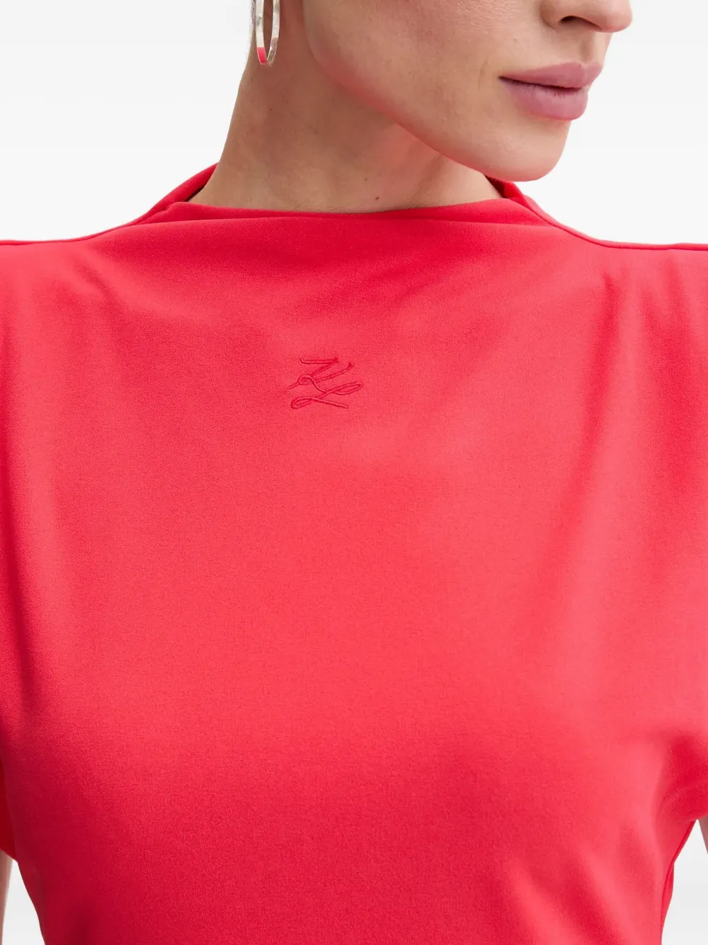 Karl Lagerfeld padded-shoulder midi dress Rood