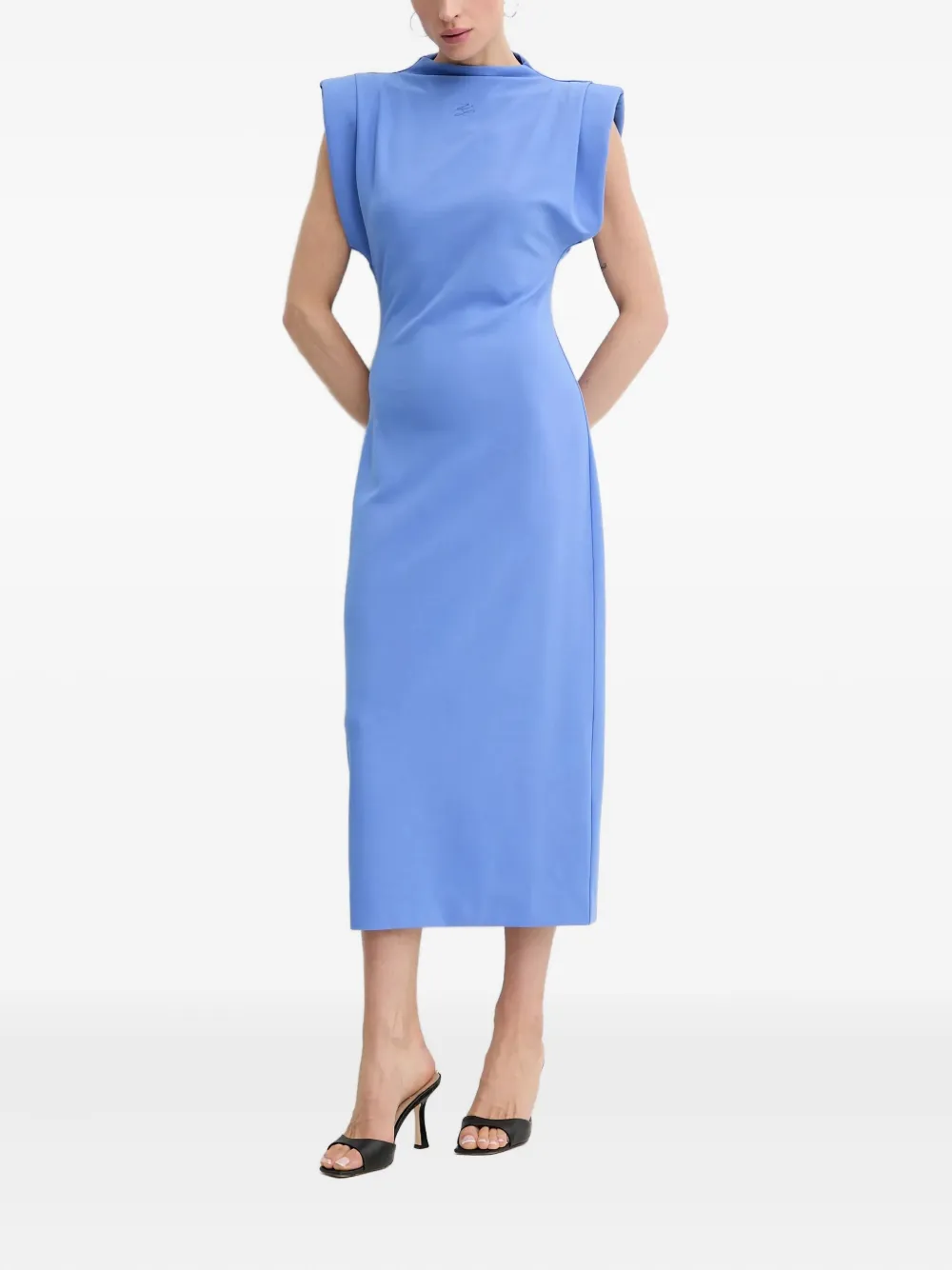 Karl Lagerfeld Midi-jurk met schoudervullingen Blauw