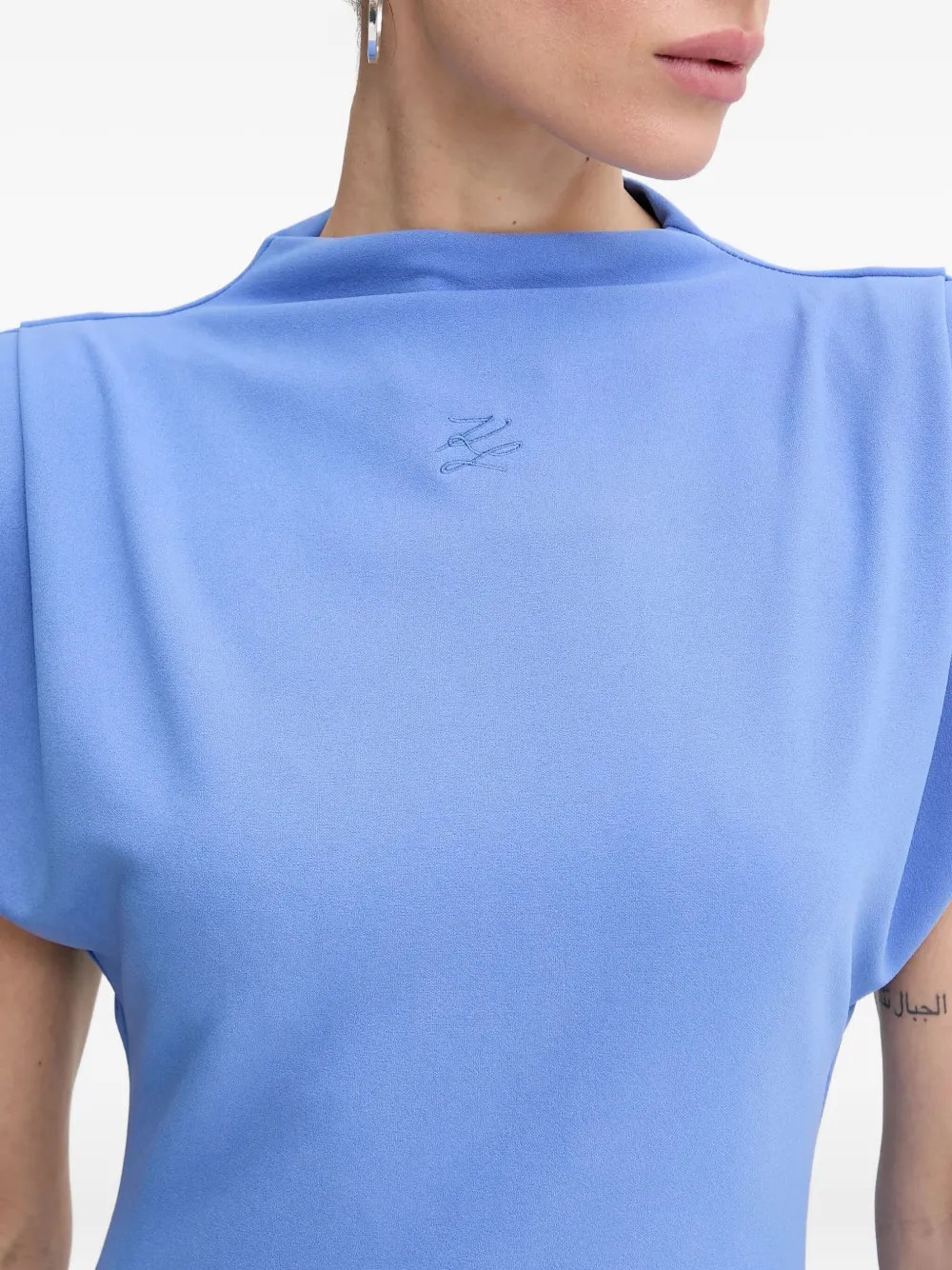 Karl Lagerfeld Midi-jurk met schoudervullingen Blauw