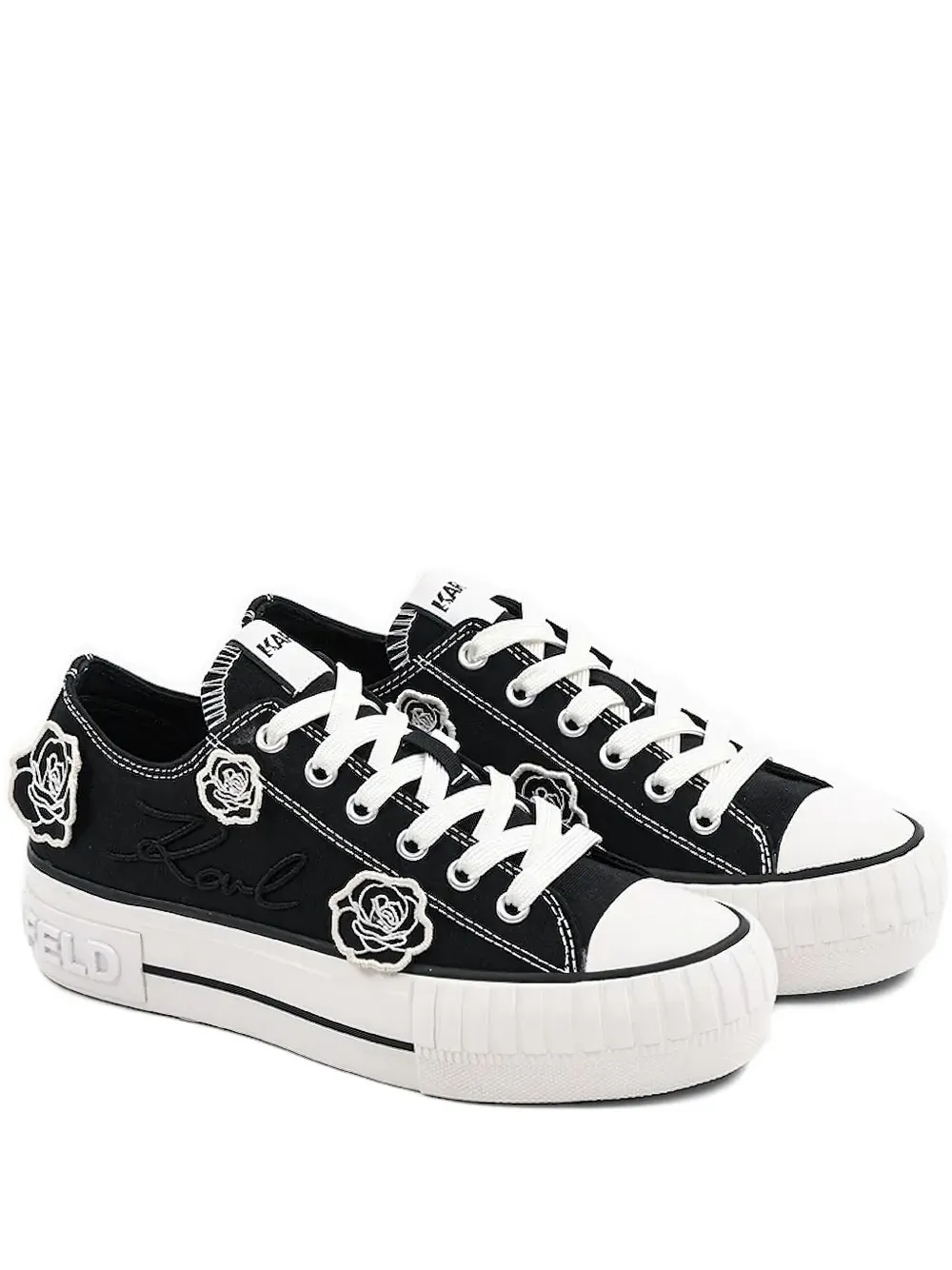 Karl Lagerfeld rose-embellished sneakers Black