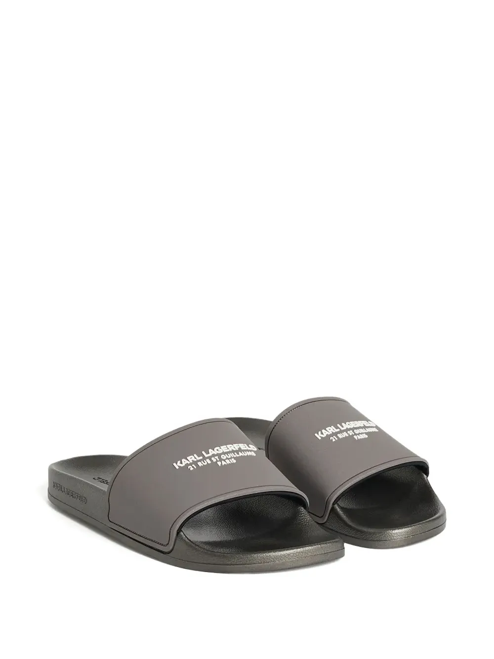 Karl Lagerfeld Logo-embossed Slides In Gray