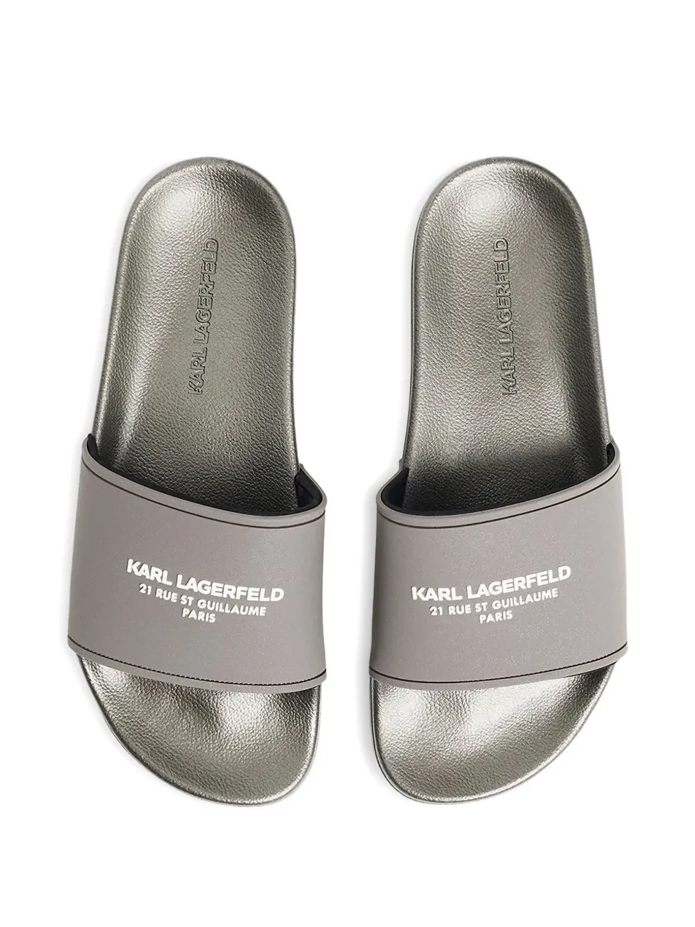Karl Lagerfeld logo-embossed slides Grey