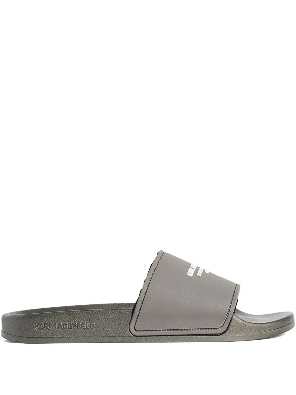 Karl Lagerfeld Logo-embossed Slides In Gray