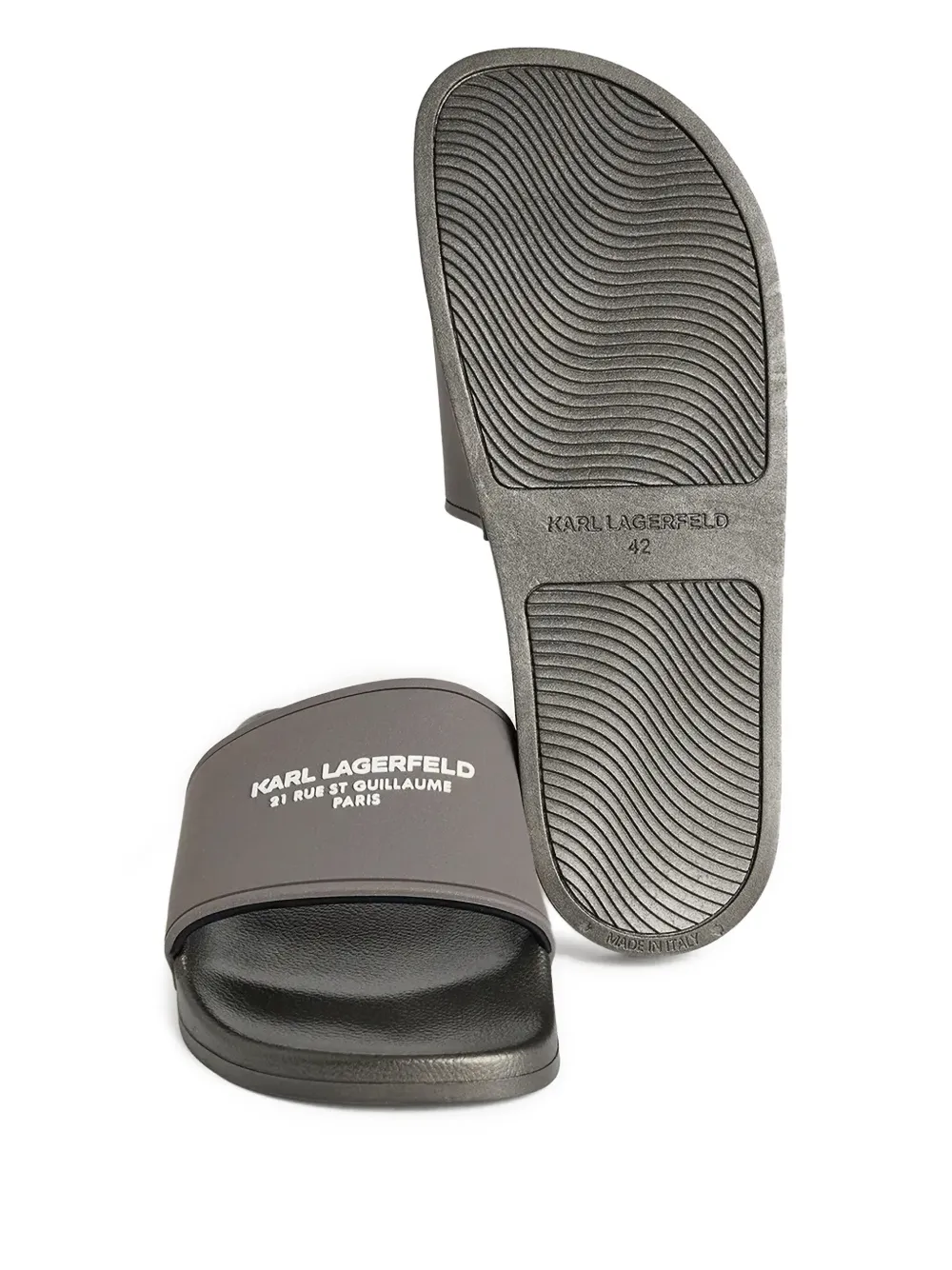 Karl Lagerfeld logo-embossed slides Grey