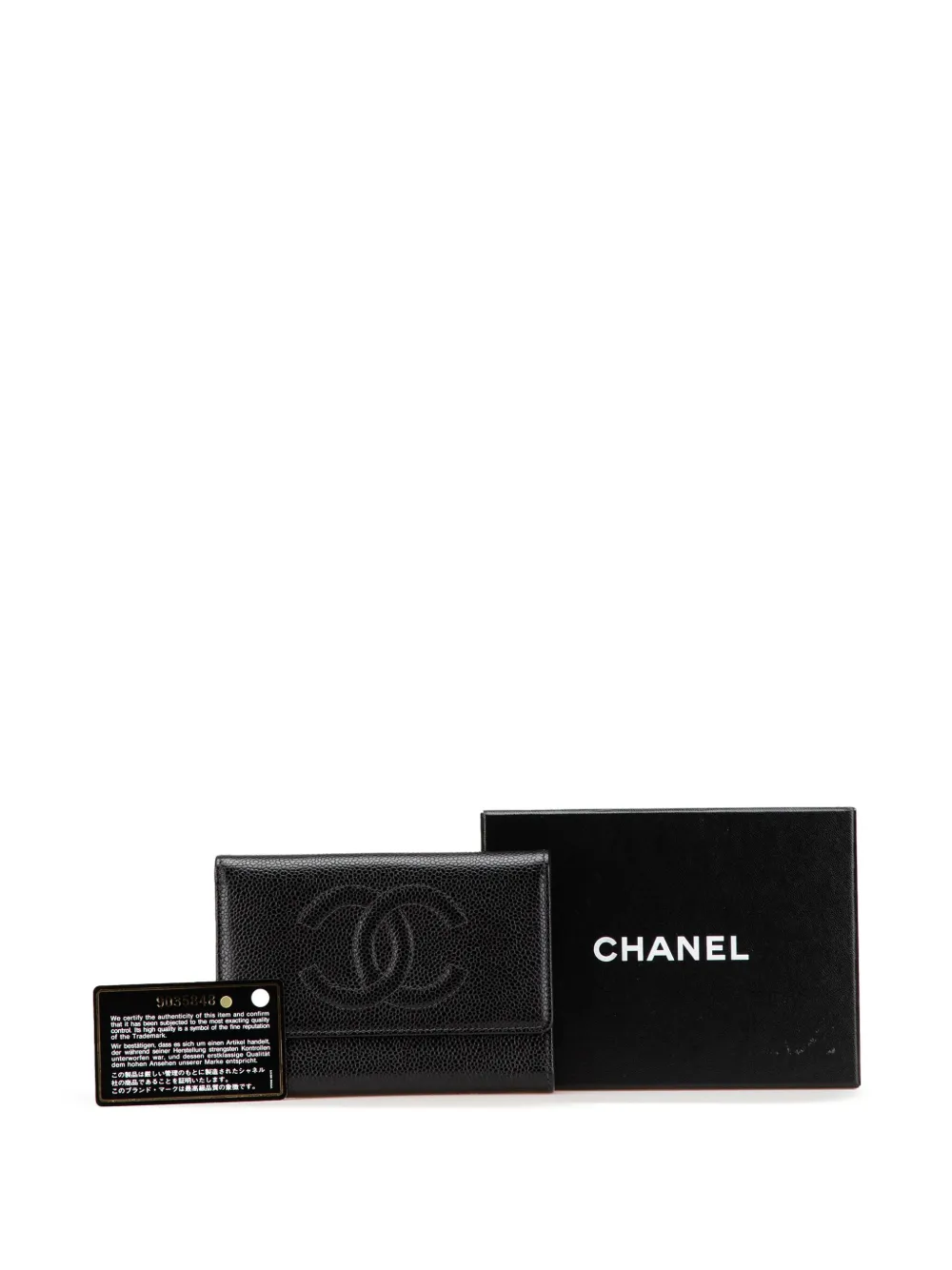 Pre-owned Chanel 2004-2005 Cc Caviar Trifold Wallet Small Wallets