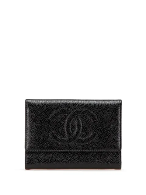 CHANEL Pre-Owned 2004-2005 kleines Trifold Portemonnaie aus Kaviarleder mit CC