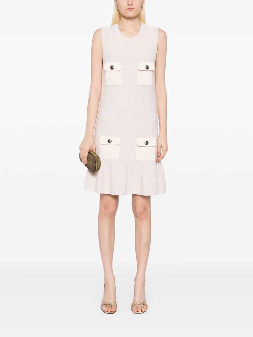 Elisabetta Franchi bouclé voile mini dress Roze