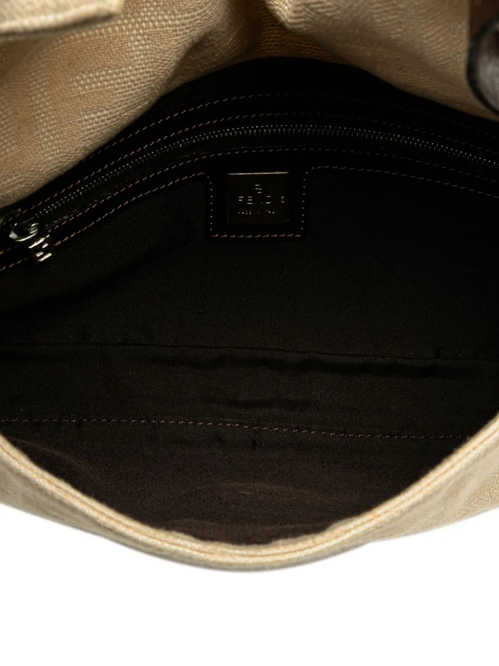 Pre-owned Fendi 2010-2024 Zucca Canvas Baguette Shoulder Bag