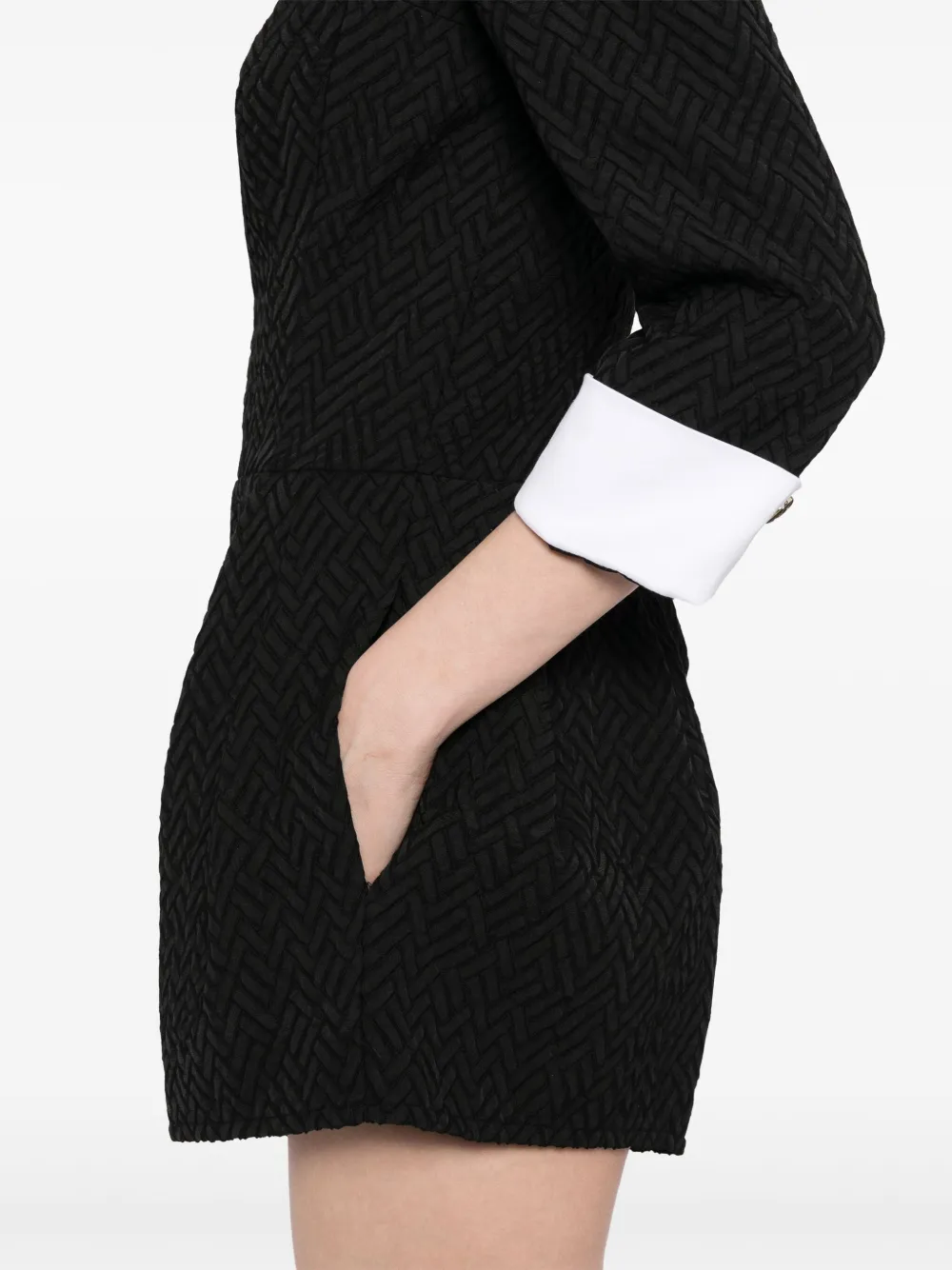 Elisabetta Franchi herringbone tweed playsuit Zwart