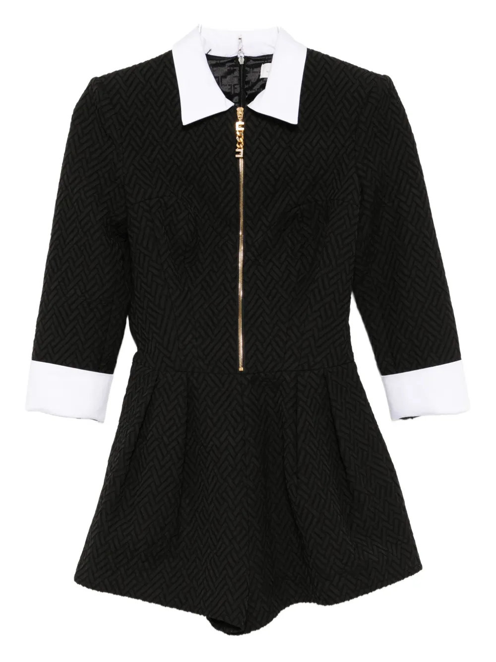 Elisabetta Franchi herringbone tweed playsuit - Nero