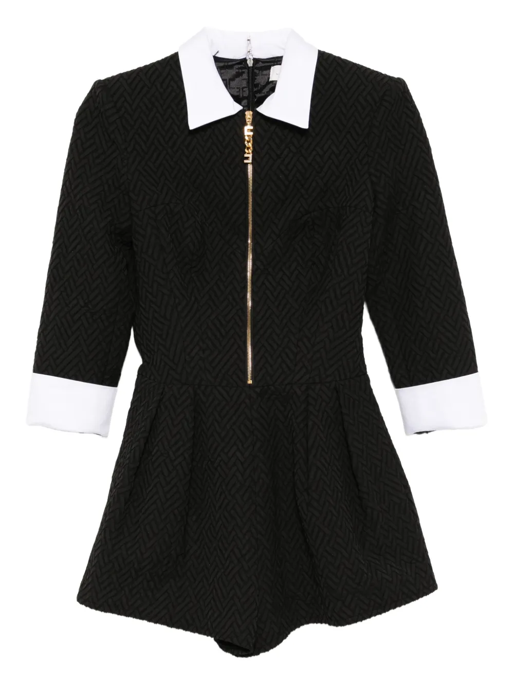 Elisabetta Franchi herringbone tweed playsuit Zwart
