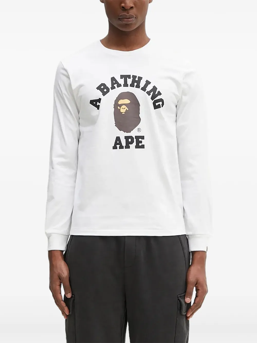 A BATHING APE College T-shirt met ronde hals WHITE