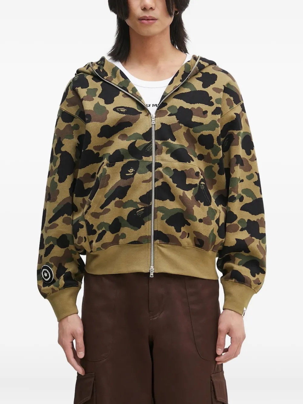A BATHING APE® camouflage shark-head zip-up hoodie | Neutrals | Image 1