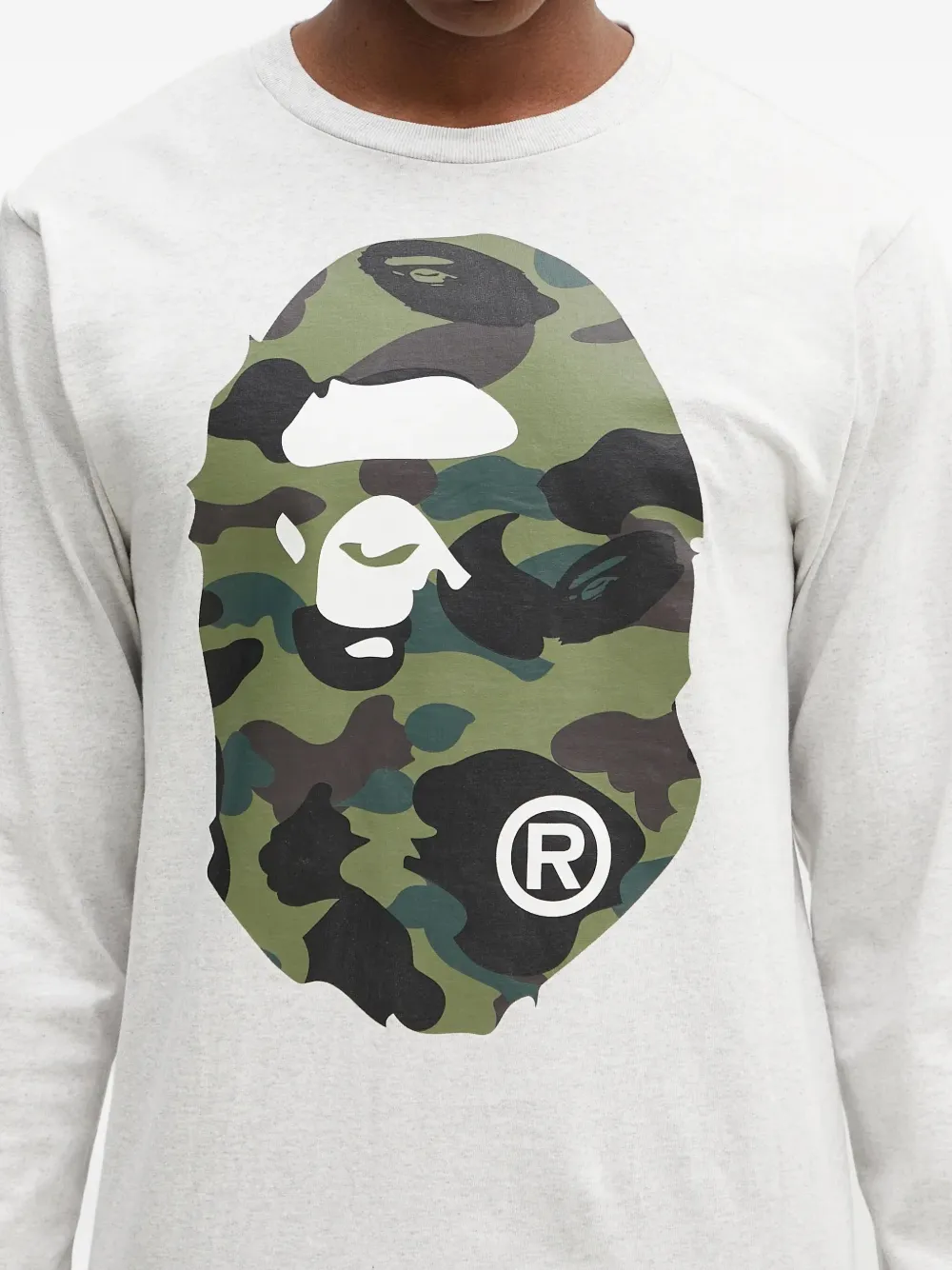 A BATHING APE 1st Camo Big Ape Head T-shirt met lange mouwen Grijs