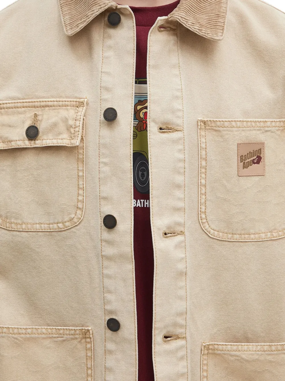 A BATHING APE Jack met ribfluwelen kraag Beige