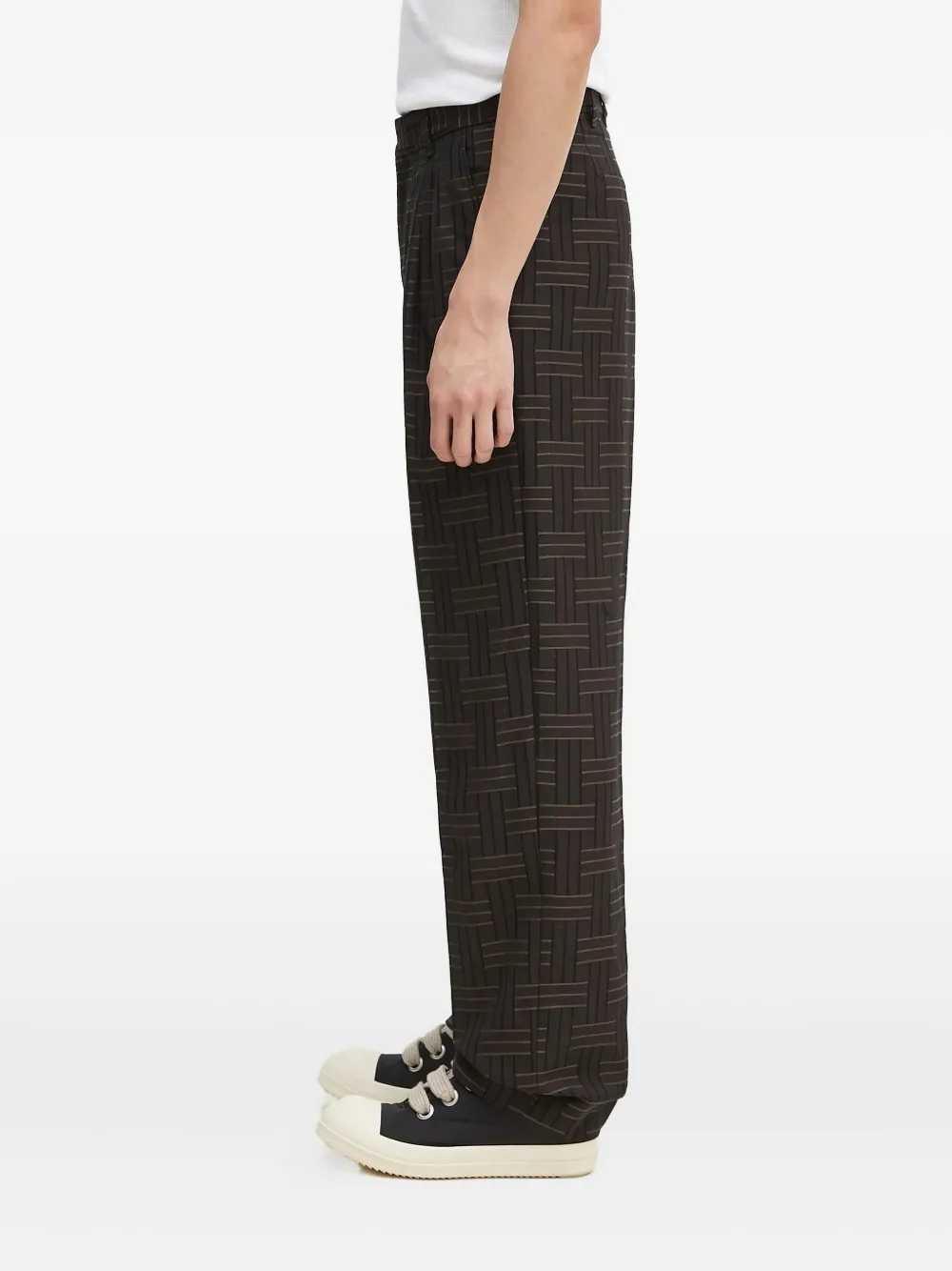 Kenzo Weave pleated tailored trousers Bruin