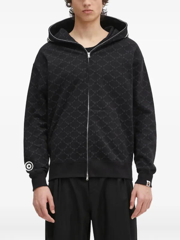 A BATHING APE ブラック ジップ パーカー A BATHING APE（アベイシングエイプ） パーカー APE CROSSBONE COLLEGE