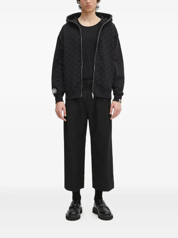 A BATHING APE® モノグラム ジップアップ パーカー | ブラック