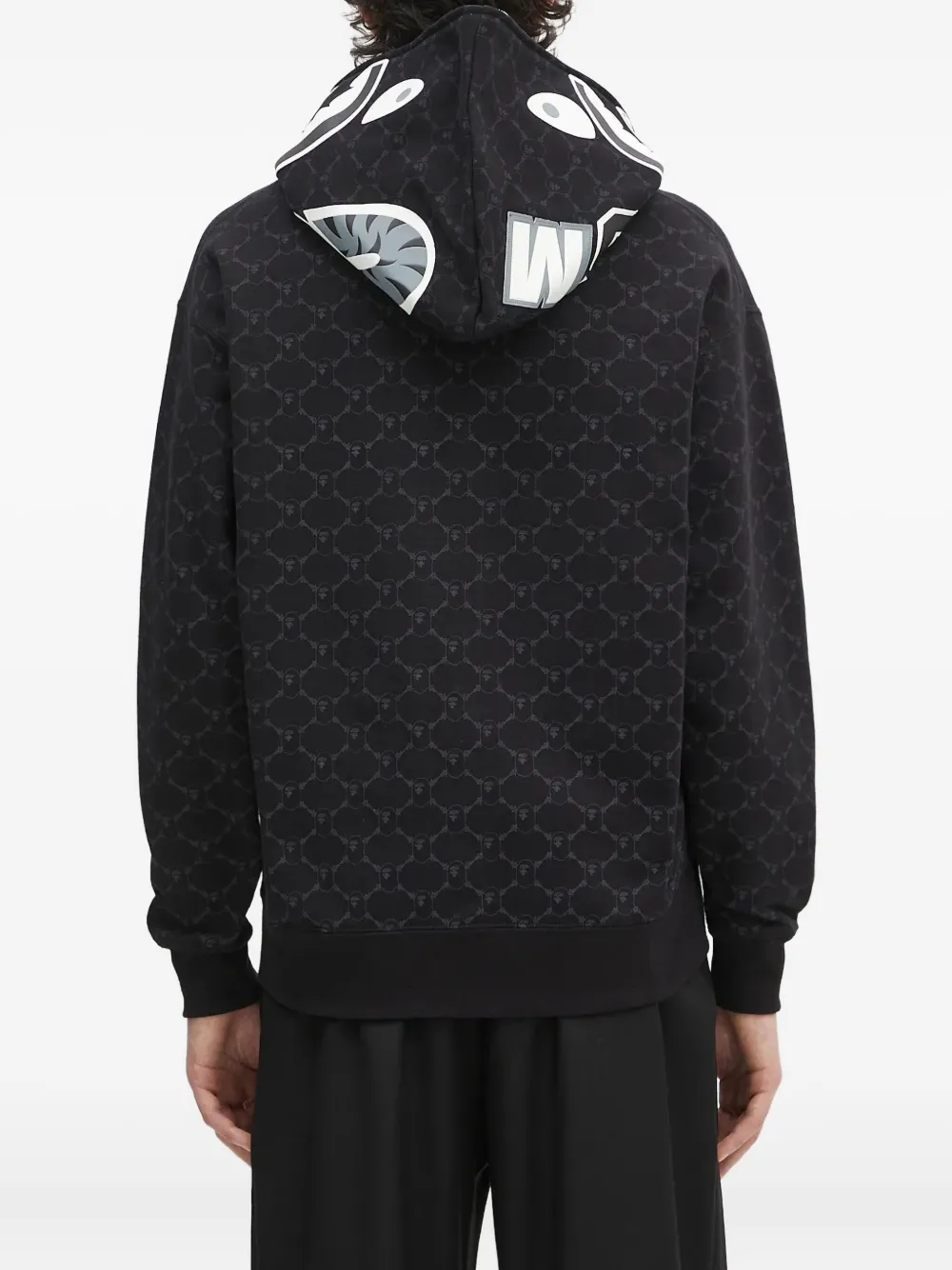 A BATHING APE Hoodie met monogram en rits Zwart