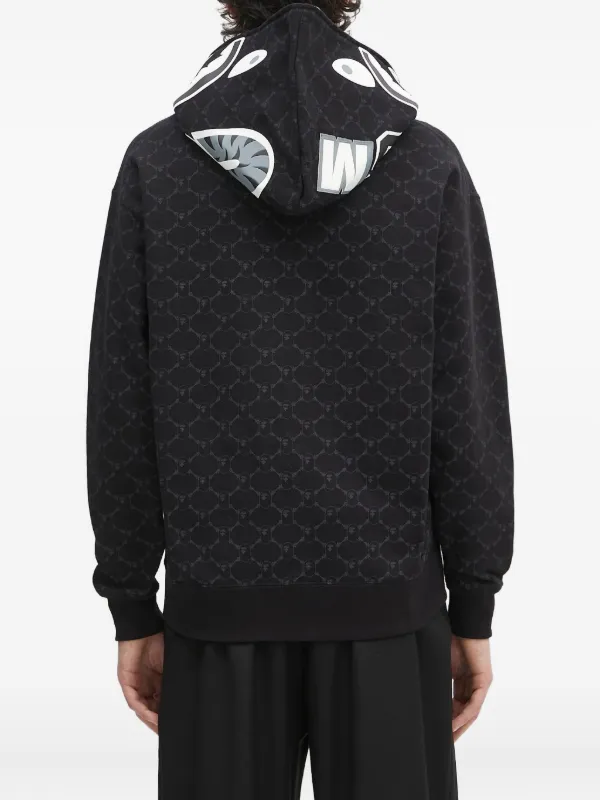 A BATHING APE® モノグラム ジップアップ パーカー | ブラック