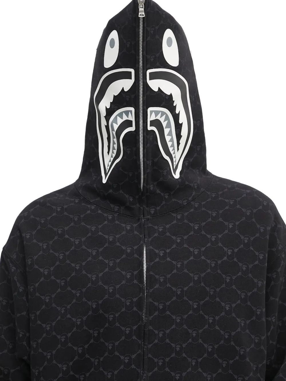 A BATHING APE Hoodie met monogram en rits Zwart