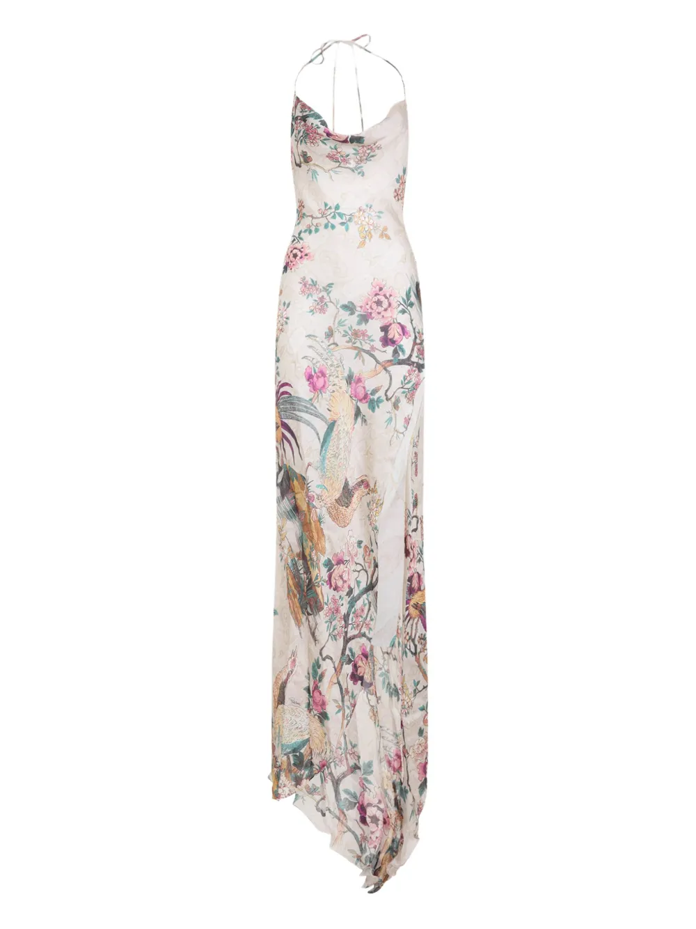 Roberto Cavalli floral-print evening dress Beige
