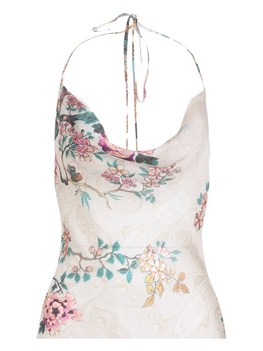 Roberto Cavalli Avondjurk met bloemenprint Beige