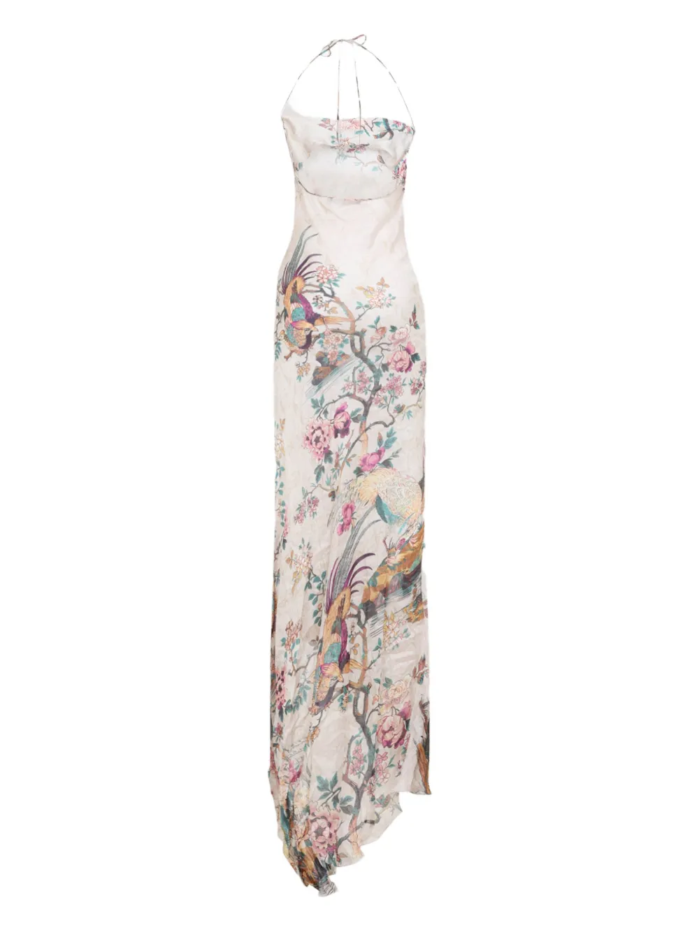 Roberto Cavalli Avondjurk met bloemenprint - Beige