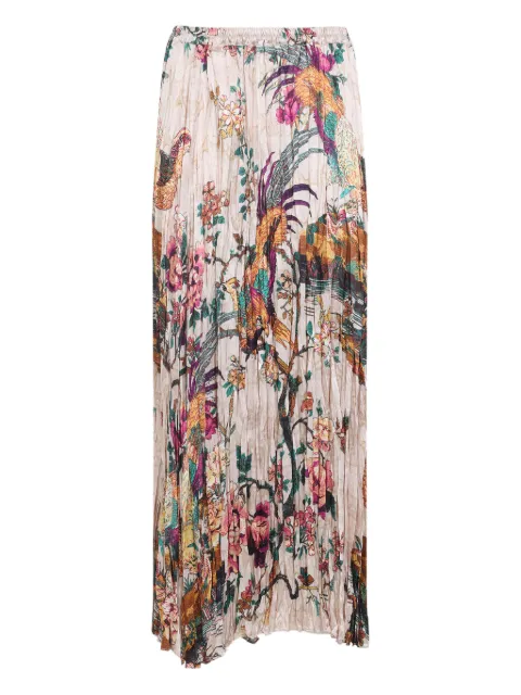 Roberto Cavalli pleated floral-print maxi skirt