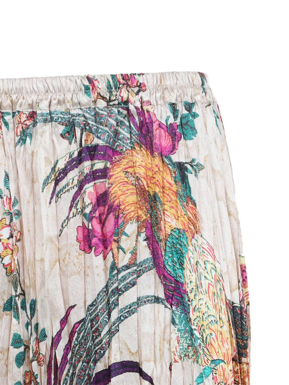 Shop Roberto Cavalli Pleated Floral-print Maxi Skirt