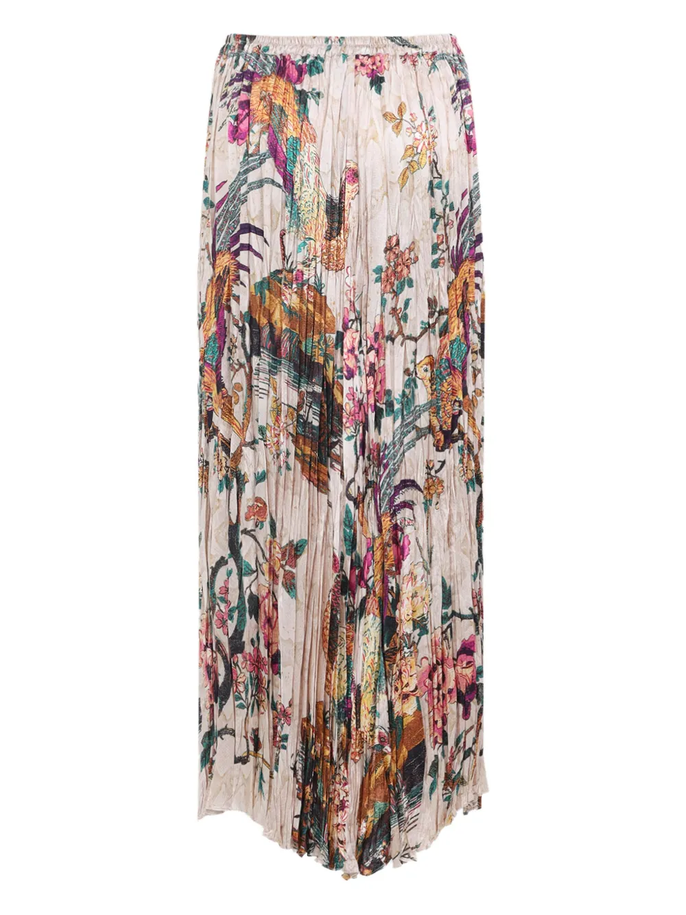 Roberto Cavalli Maxi-rok met plooien en bloemenprint - Beige