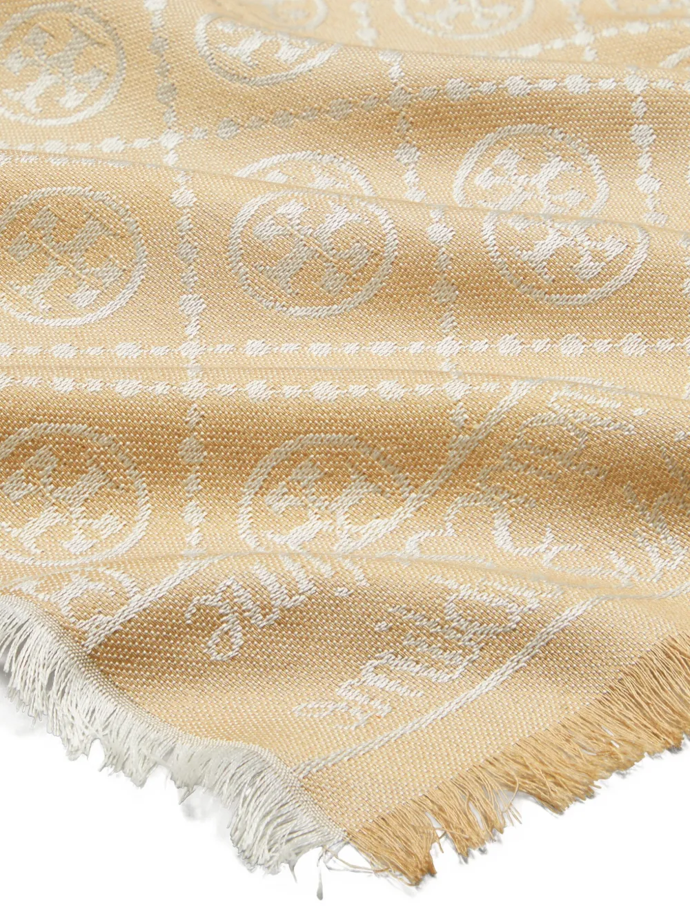 Tory Burch Sjaal met T logo-jacquard Beige