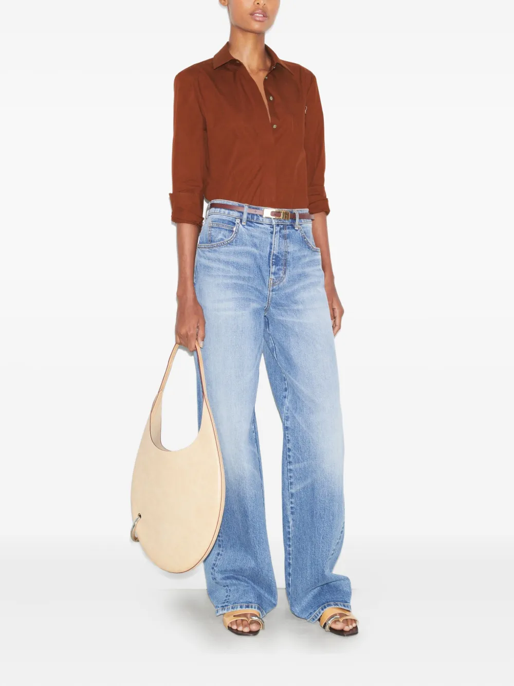 Tory Burch Button-up blouse met lange mouwen Bruin