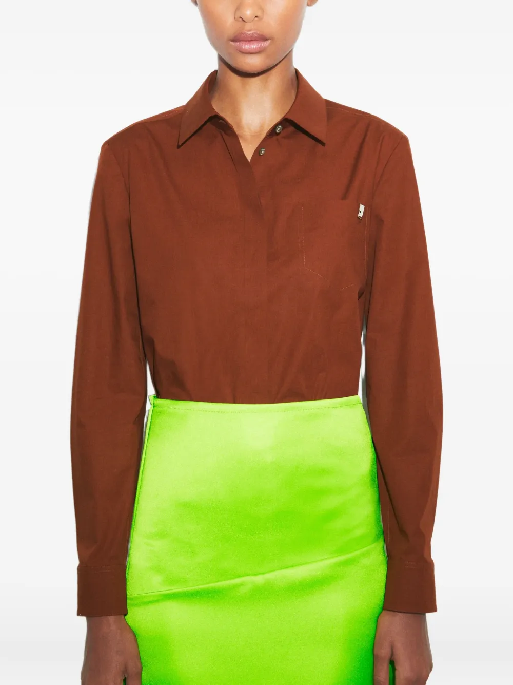 Tory Burch Button-up blouse met lange mouwen Bruin
