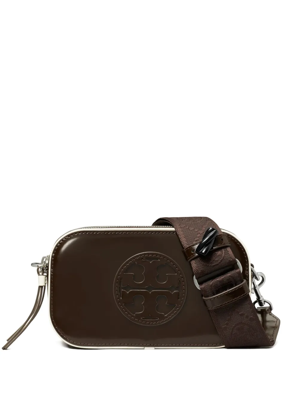 Tory Burch Mini Miller Monogram Leather Crossbody Bag In Brown