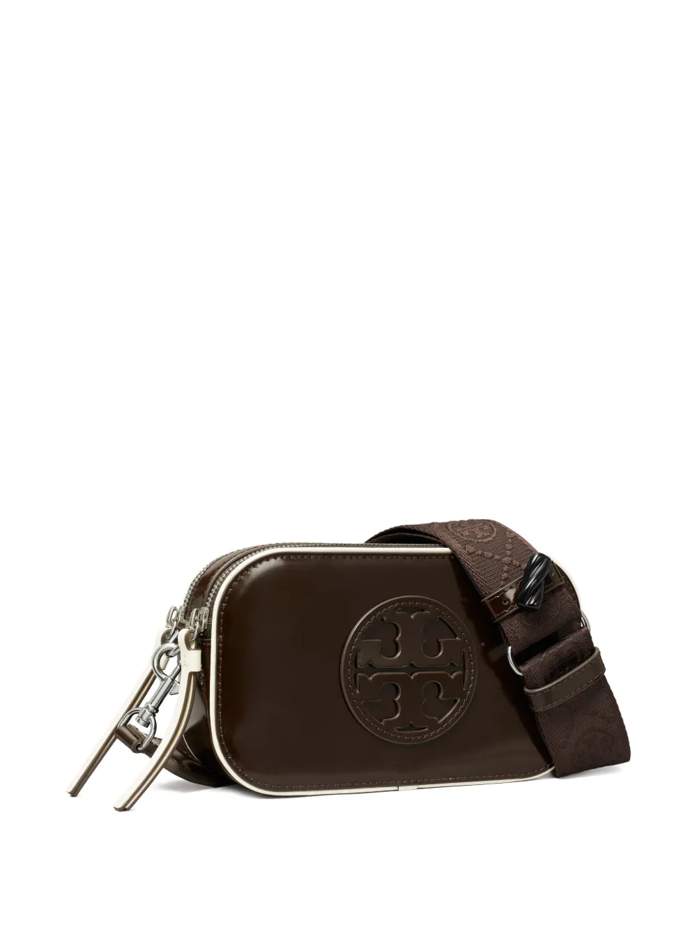Tory Burch Mini Miller Monogram Leather Crossbody Bag In Brown